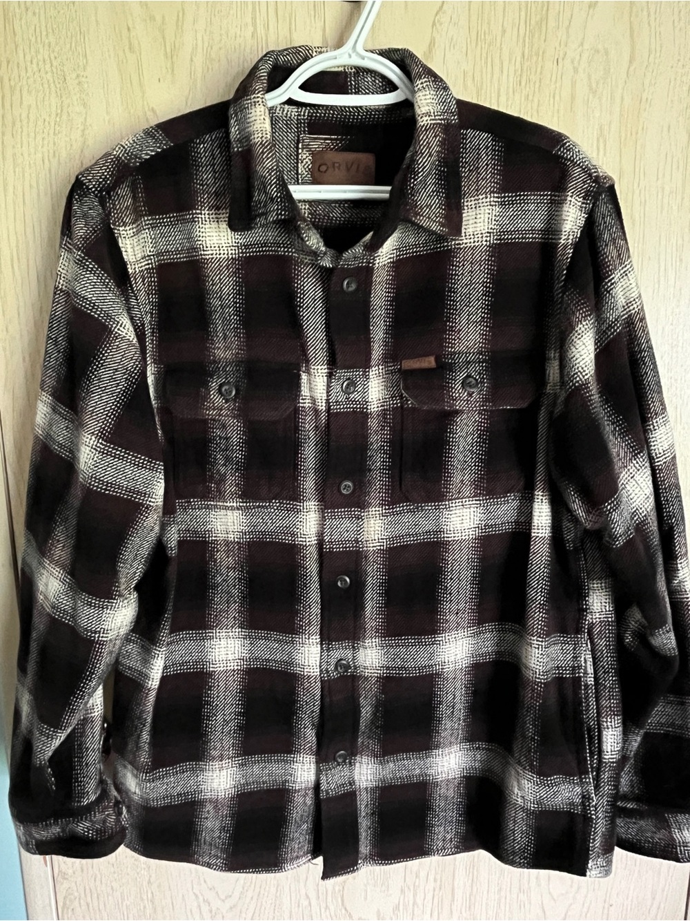 Vintage Orvis Heavy Black Brown White Plaid Flannel Shaker Jacket Mens Sz Medium